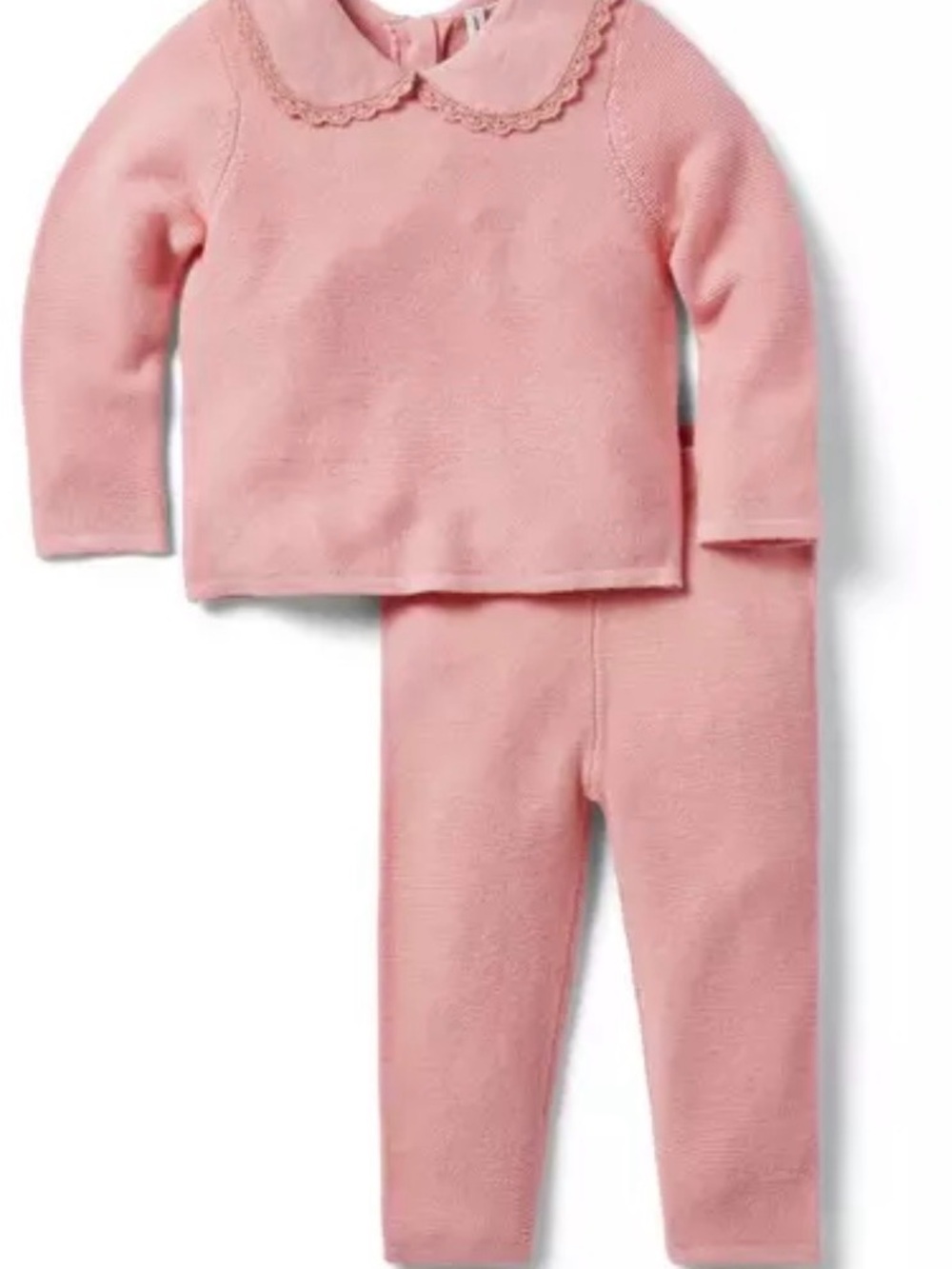 Janie and Jack Pink Two-Piece Pajama Set with Scalloped Peter Pan Collar
